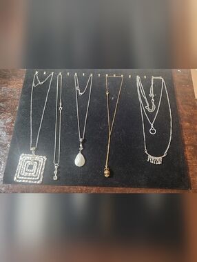 Assorted Silver and Gold Layered Pendant Necklace Set - Women's Jewelry